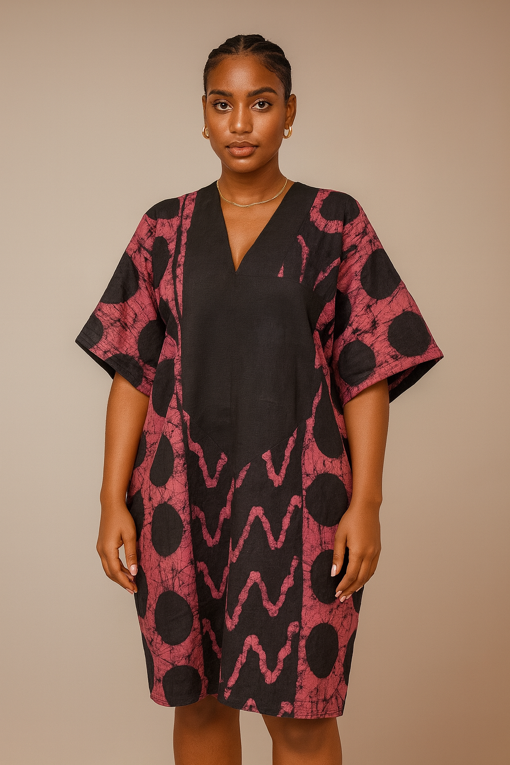 Abeni Noir – Hand-Dyed Pink & Black Cotton Bubu