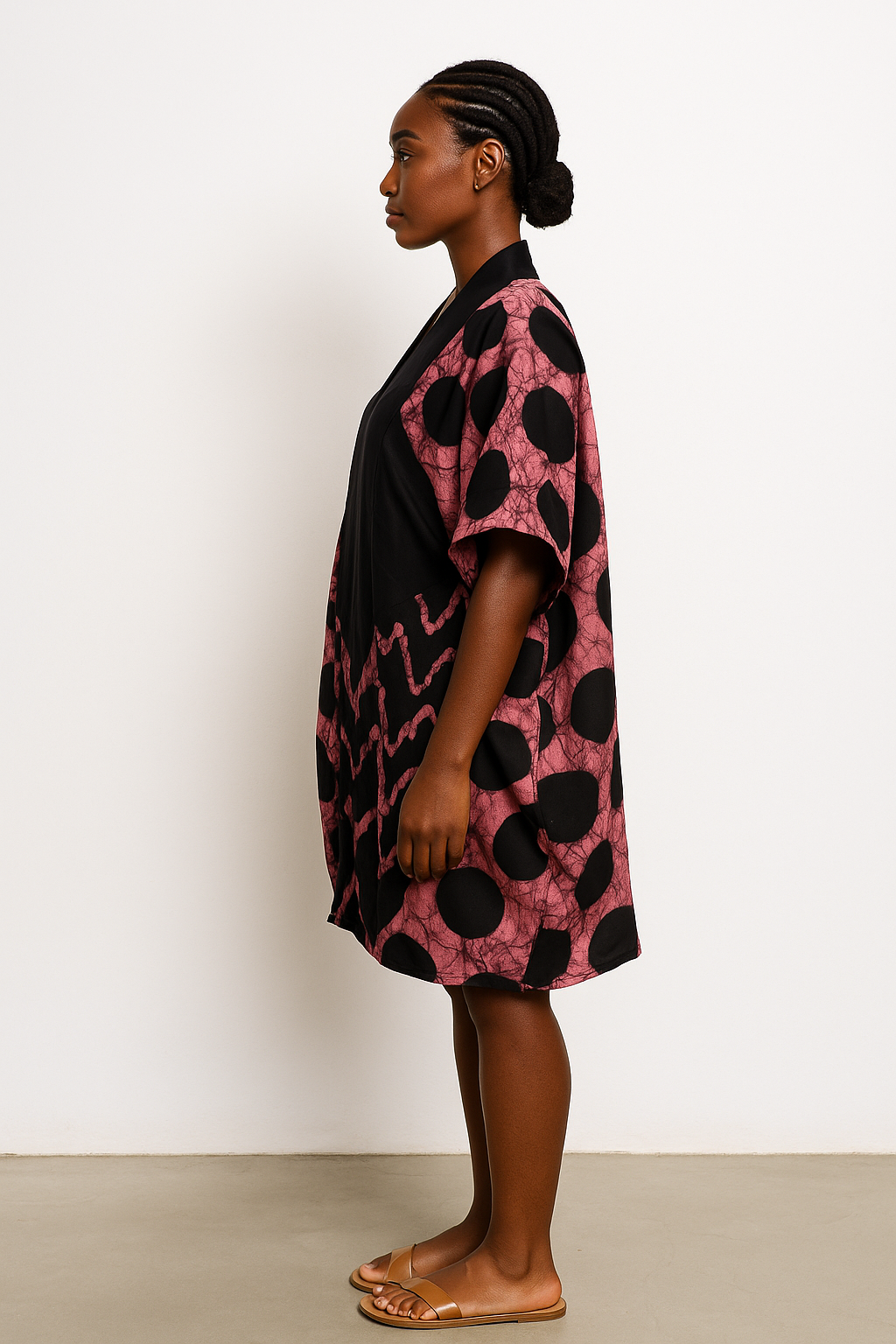Abeni Noir – Hand-Dyed Pink & Black Cotton Bubu