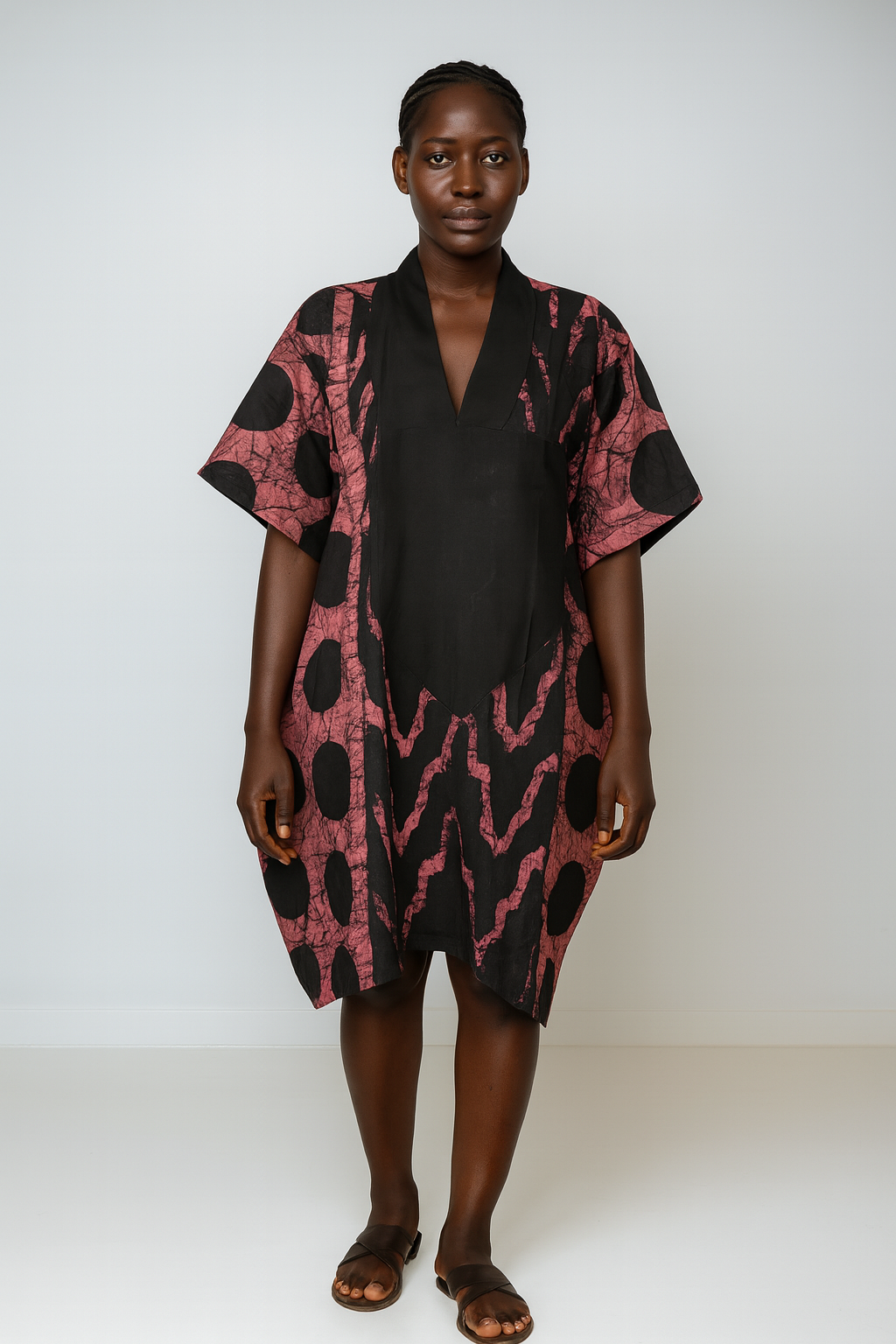 Abeni Noir – Hand-Dyed Pink & Black Cotton Bubu