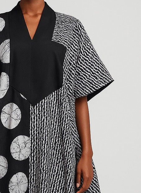The Sokoto Eclipse Kaftan – Monochrome Harmony