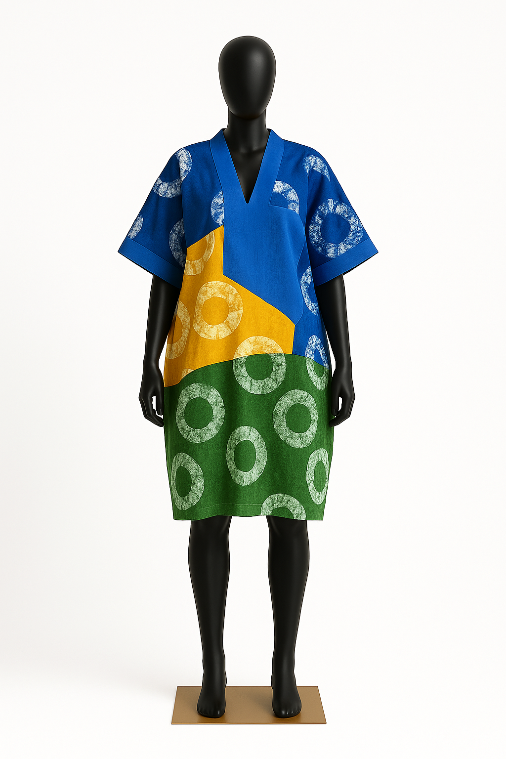 Kaduna Rings Short Bubu – Hand-Dyed Colorblock Mini Kaftan