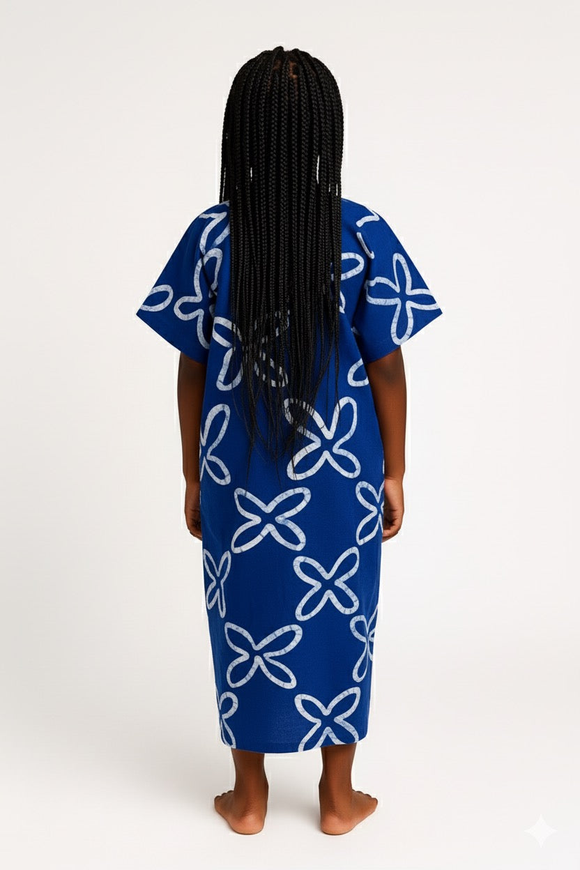 Mini Adire Bubu – Blue Petal