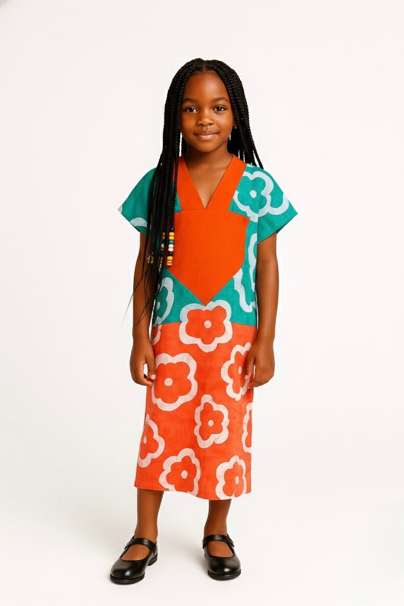 Mini Adire Bubu – Coral Bloom