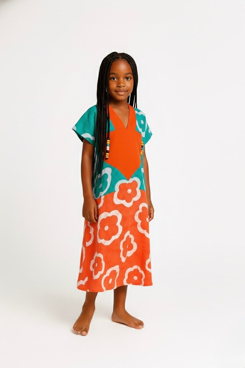 Mini Adire Bubu – Coral Bloom