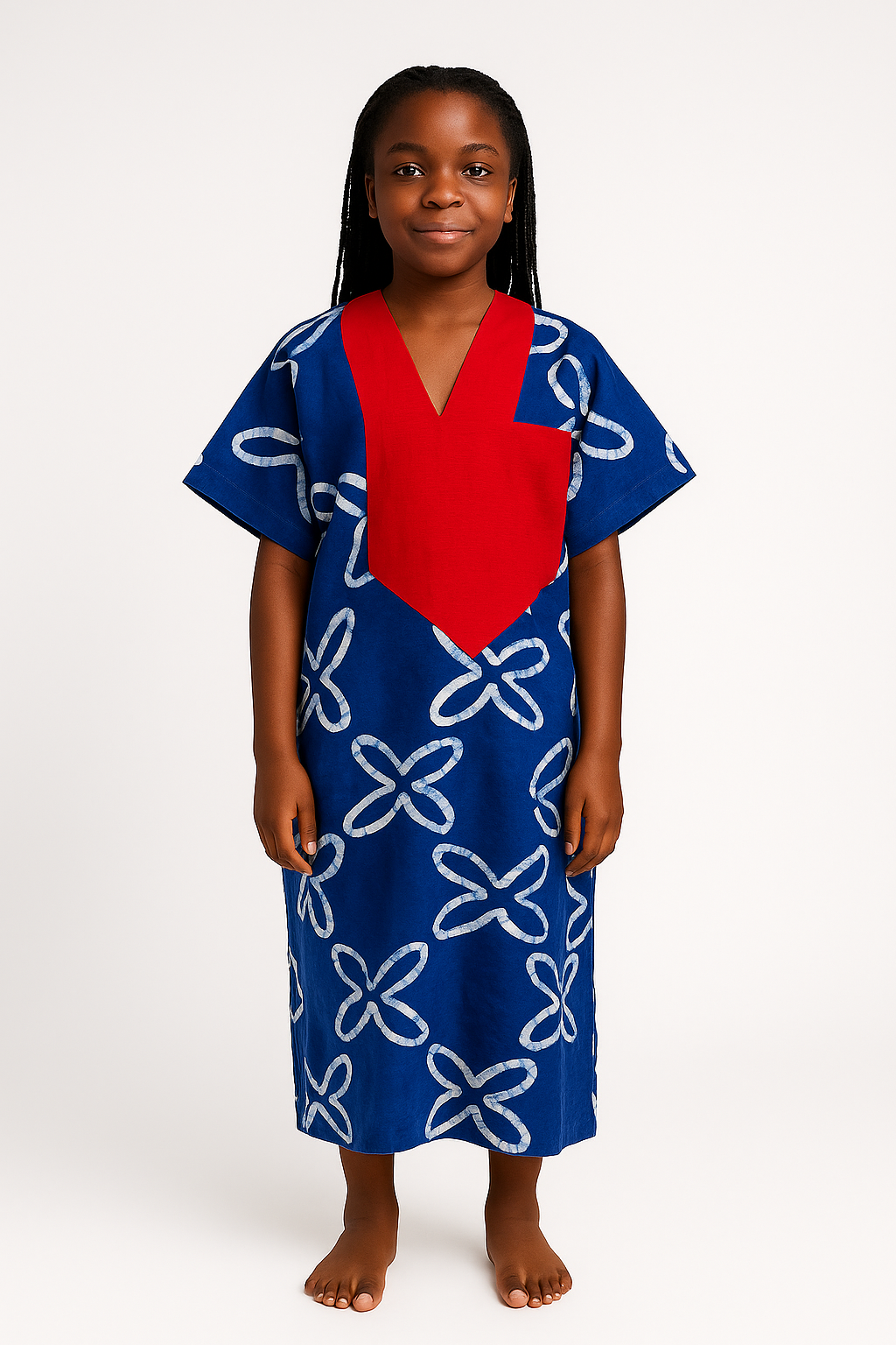 Mini Adire Bubu – Blue Petal